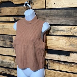 Express Ribbed Khaki Mockneck Sweater Vest‎ Size Large